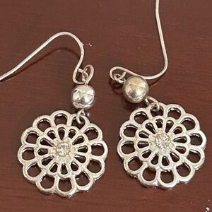 Vintage silver tone filagree earrings